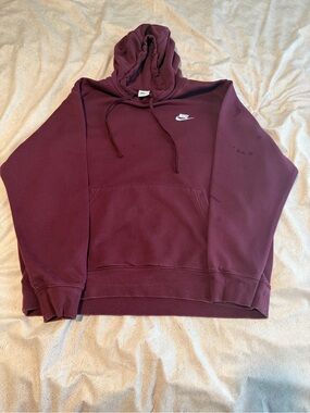 Nike Wine Burgundy Pullover Hoodie with White Swoosh